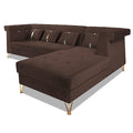 Premium Raygan L Shape 6 Seater Sofa Set Right Side (Velvet Fabric Colour Brown)