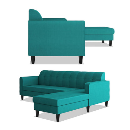 Adorn India Rio Elegant L Shape 5 Seater Sofa Set (RHS) (Aqua Blue) (3 Year Warranty)