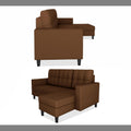 Adorn India Darcy L Shape 4 Seater Sofa Set (Brown) (3 Year Warranty)
