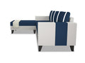 Ashley Stripes Leatherette Fabric L Shape 5 Seater Sofa Set LHS (Blue & White)
