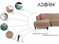 Adorn India (3 Years Warranty Leaf 6 Seater Corner Sofa (Beige) Left Hand Side