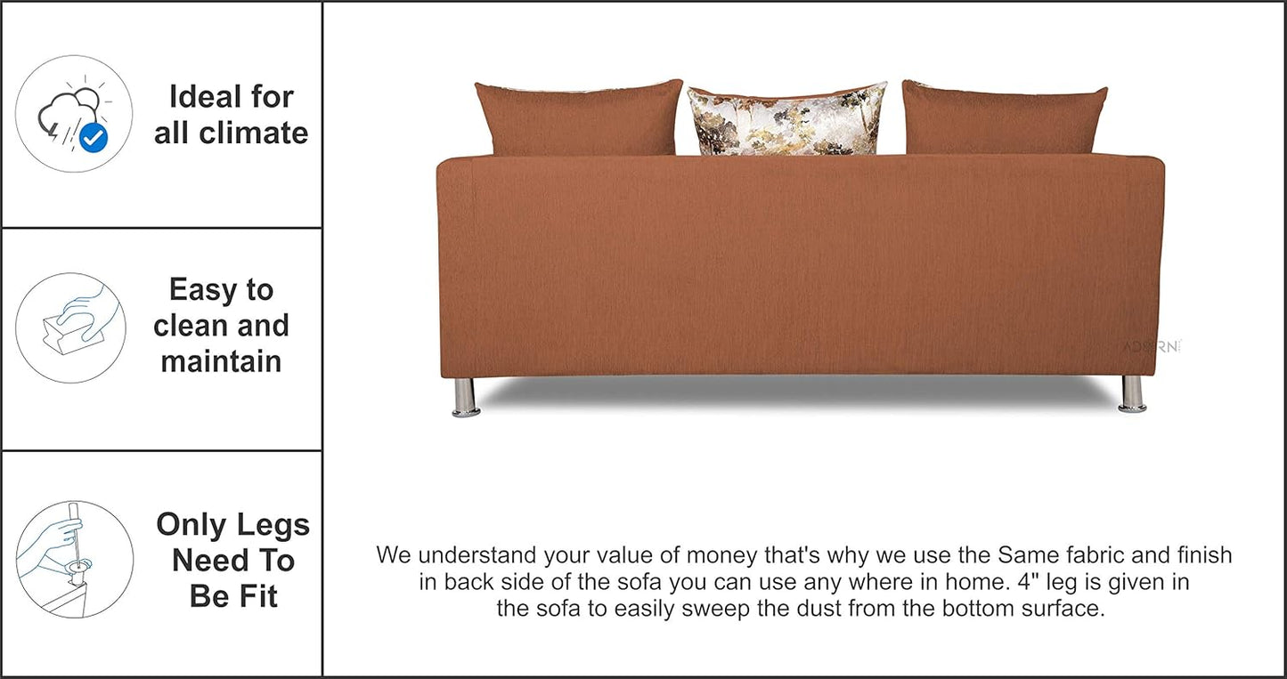 Adorn India Alita 3+2+1 Compact 6 Seater Sofa Set (Rust)