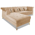 Premium Raygan L Shape 6 Seater Sofa Set Left Side (Velvet Fabric Colour Beige)