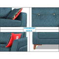 Premium Phoenix 3 Seater Sofa (Leatherette Suede Fabric Colour Blue)