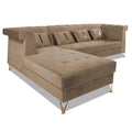 Premium Raygan L Shape 6 Seater Sofa Set Left Side (Velvet Fabric Colour Camel)