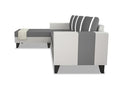 Ashley Stripes Leatherette Fabric L Shape 5 Seater Sofa Set LHS (Grey & White)