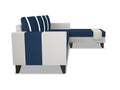 Adorn India Ashley Stripes Leatherette Fabric L Shape 5 Seater Sofa Set RHS (Blue & White) (3 Year Warranty)