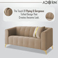 Adorn India Premium Mystic - 3 Years Warranty - 2 Seater Sofa Velvet Suede Fabric - Beige
