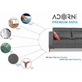 Adorn India Premium Pluto 3 Seater Sofa (Grey)