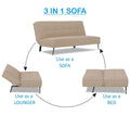 Adorn India Benjamin 3 Seater Sofa Cum Bed (Beige) (3 Year Warranty)