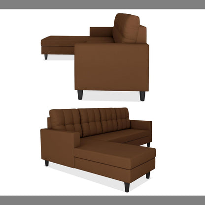 Adorn India Darcy L Shape 5 Seater Sofa Set (LHS) (Brown)