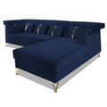 Premium Raygan L Shape 6 Seater Sofa Set Right Side (Velvet Fabric Colour Blue)