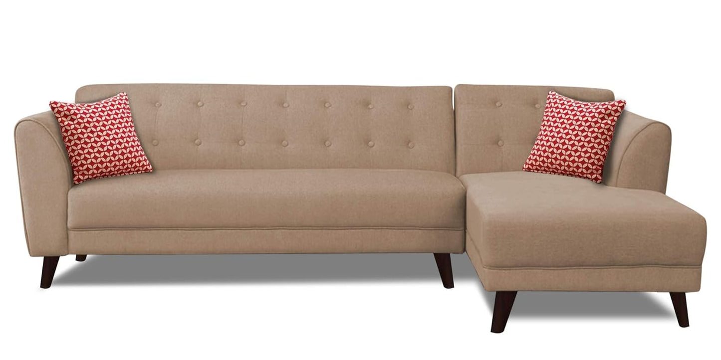 Adorn India (3 Years Warranty Leaf 5 Seater Corner Sofa Right Hand Side (Beige)