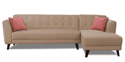 Adorn India (3 Years Warranty Leaf 5 Seater Corner Sofa Right Hand Side (Beige)