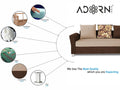 Adorn India (3 Years Warranty Boom 6 Seater Corner Sofa Floral Cushion Right Hand Side (Brown & Beige)