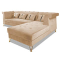 Premium Raygan L Shape 6 Seater Sofa Set Right Side (Velvet Fabric Colour Beige)