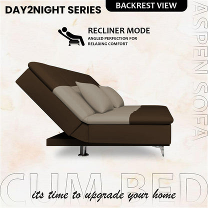 Adorn India Premium New Aspen 3 Seater Sofa Cum Bed 4X6 Velvet Suede with 2 Cushions (Color Brown & Beige) and Suitable for All Indoor, with 3 Years Warranty