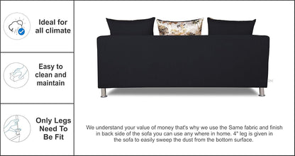 Adorn India Alita 3+2 Compact 5 Seater Sofa Set (Black)