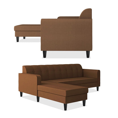 Adorn India Wood Rio Elegant L Shape 5 Seater Sofa Set (LHS) (Brown)