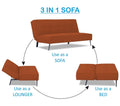 Adorn India Benjamin 3 Seater Sofa Cum Bed (Rust) (3 Year Warranty)