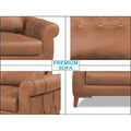 Adorn India Premium Jarvis 3 Seater Sofa (Leatherette Suede Fabric Color Tan)