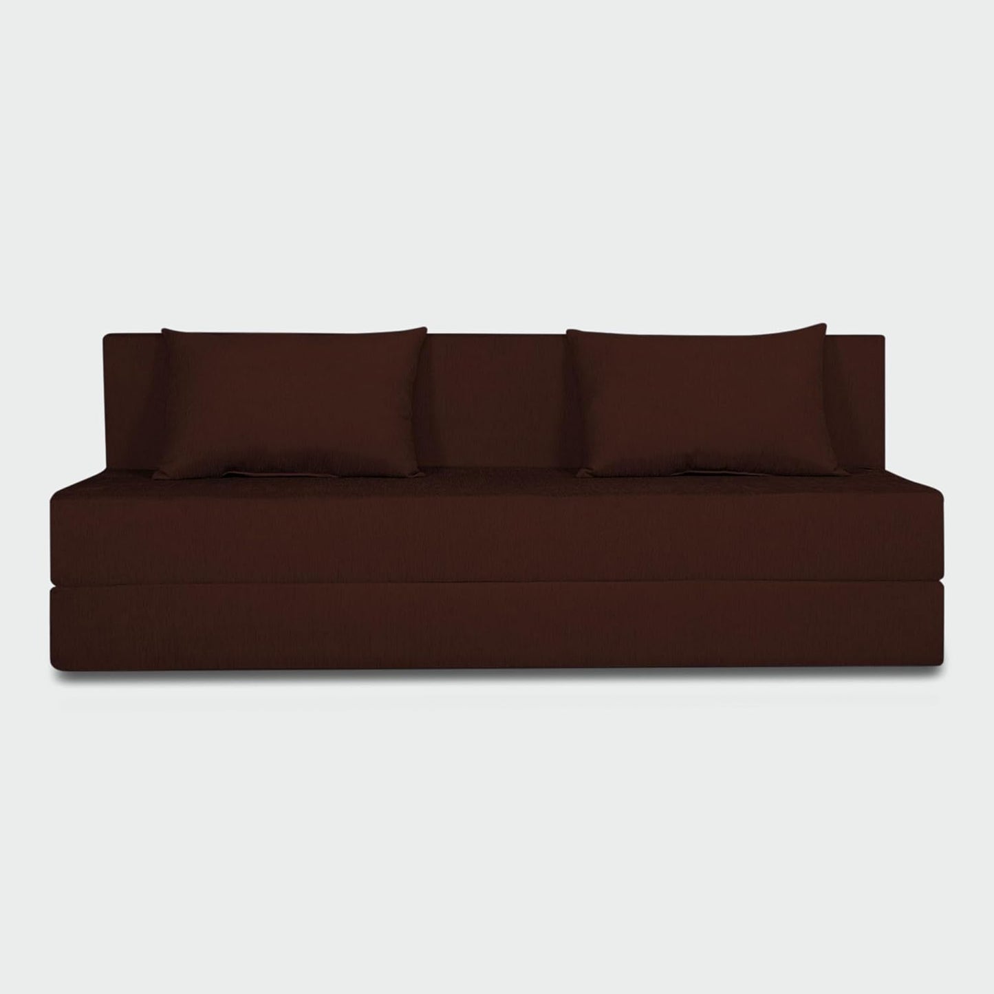 Adorn India Easy 4 Seater Sofa Cum Bed | Velvet Fabric | Brown | Plain Design | 6x6 Ft | Comfortable Seating | Washable Cover | Perfect for Home & Office