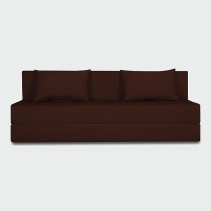 Adorn India Easy 4 Seater Sofa Cum Bed | Velvet Fabric | Brown | Plain Design | 6x6 Ft | Comfortable Seating | Washable Cover | Perfect for Home & Office