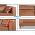 Adorn India Premium Pluto 3 Seater Sofa (Tan)