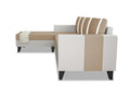 Ashley Stripes Leatherette Fabric L Shape 5 Seater Sofa Set LHS (Beige & White)