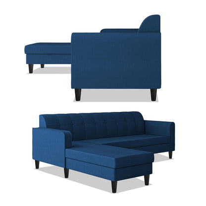 Adorn India Wood Rio Elegant L Shape 5 Seater Sofa Set (LHS) (Blue)