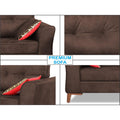 Adorn India Premium Aslaug 3 Seater Sofa (Leatherette Suede Fabric Colour Brown)