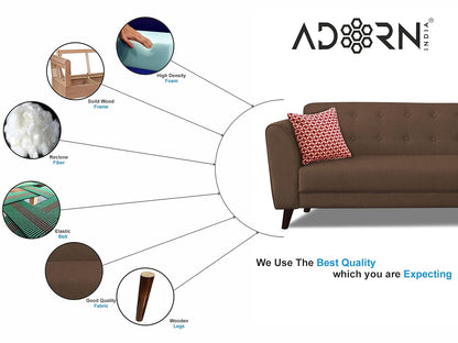 Adorn India (3 Years Warranty Leaf 6 Seater Corner Sofa Right Hand Side (Brown)