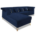 Premium Raygan L Shape 6 Seater Sofa Set Left Side (Velvet Fabric Colour Blue)