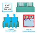 Adorn India Easy Alyn Plus Stripes 2 Seater Sofa Cum Bed (4X6) (Aqua Blue) (1 Year Warranty)