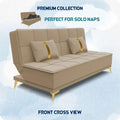 Adorn India Premium New Alyssum 3 Seater Sofa Cum Bed 4X6 Velvet Suede with 2 Cushions (Color Beige) and Suitable for All Indoor, with 3 Years Warranty