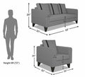 Adorn India Chandler Plus 3+1+1 5 Seater Sofa Set (Grey) (3 Year Warranty)