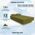 Adorn India Premium New Alyssum 3 Seater Sofa Cum Bed 4X6 Velvet Suede with 2 Cushions (Color Light Green) and Suitable for All Indoor, with 3 Years Warranty