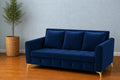 Adorn India Premium Mystic - 3 Years Warranty - 3 Seater Sofa Cum Bed Velvet Suede Fabric - Blue