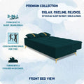 Adorn India Premium New Alyssum 3 Seater Sofa Cum Bed 4X6 Velvet Suede with 2 Cushions (Color Ocean Blue) and Suitable for All Indoor, with 3 Years Warranty
