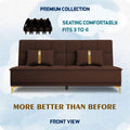Adorn India Premium New Alyssum 3 Seater Sofa Cum Bed 4X6 Velvet Suede with 2 Cushions (Color Brown) and Suitable for All Indoor, with 3 Years Warranty