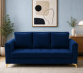 Adorn India Premium Mystic - 3 Years Warranty - 3 Seater Sofa Cum Bed Velvet Suede Fabric - Blue