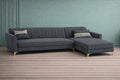 Adorn India Premium Luster 6 Seater L Shape Sofa Set | Velvet Suede Fabric | 3-Year Warranty | RHS |Color Dark Grey with Golden Legs & Striped Pattern Cushion