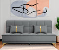 Adorn India Premium New Alyssum 3 Seater Sofa Cum Bed 4X6 Velvet Suede with 2 Cushions (Color Grey) and Suitable for All Indoor, with 3 Years Warranty