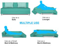 Adorn India Easy Alyn Plus Stripes 4 Seater Sofa Cum Bed (6X6) (Aqua Blue) (1 Year Warranty)