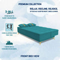 Adorn India Premium New Alyssum 3 Seater Sofa Cum Bed 4X6 Velvet Suede with 2 Cushions (Color Aqua Blue) and Suitable for All Indoor, with 3 Years Warranty