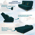 Adorn India Premium New Alyssum 3 Seater Sofa Cum Bed 4X6 Velvet Suede with 2 Cushions (Color Ocean Blue) and Suitable for All Indoor, with 3 Years Warranty