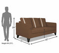 Adorn India Chandler Plus 3 Seater Sofa (Brown) (3 Year Warranty)