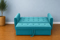 Adorn India Premium Mystic - 3 Years Warranty - 3 Seater Sofa Cum Bed Velvet Suede Fabric - Aqua Blue