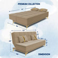 Adorn India Premium New Alyssum 3 Seater Sofa Cum Bed 4X6 Velvet Suede with 2 Cushions (Color Beige) and Suitable for All Indoor, with 3 Years Warranty