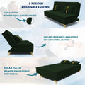 Adorn India Premium New Alyssum 3 Seater Sofa Cum Bed 4X6 Velvet Suede with 2 Cushions (Color Green) and Suitable for All Indoor, with 3 Years Warranty
